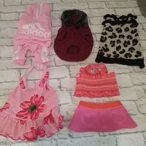 Lot of 5 girl dog puppy clothes for tiny dog